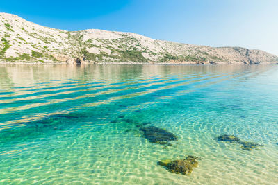 Scenic view of sea against clear sky