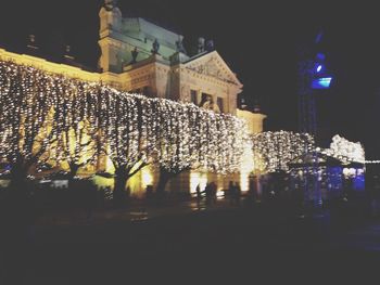 Illuminated buildings at night