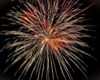 Low angle view of firework display at night