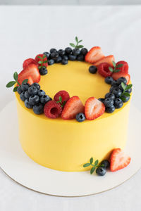 Close-up of cake in plate on table