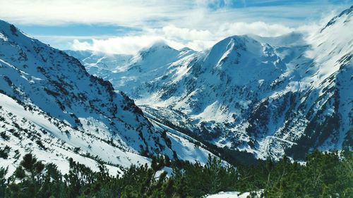 Scenic view of snowcapped mountains