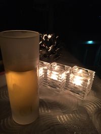 Candle on table