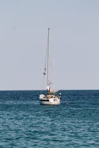 Boat at the calm sea at majorca spain 