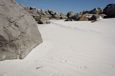 Scenic view of sand at beach