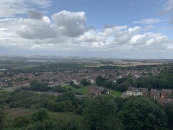 High angle view of townscape against sky