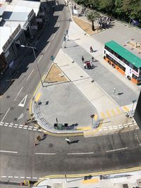 High angle view of vehicles on road