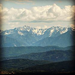 Scenic view of mountains against sky