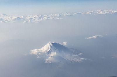 Aerial view of snowcapped mountains from the plane 