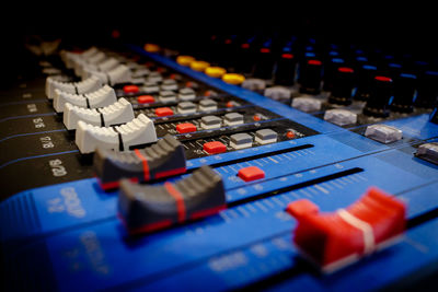Audio mixer close up
