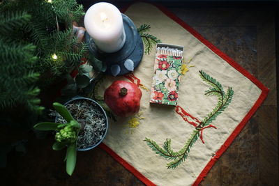 High angle view of plants on table