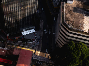 High angle view of buildings in city