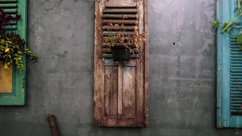 Closed door of old building