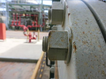 Close-up of rusty machine part