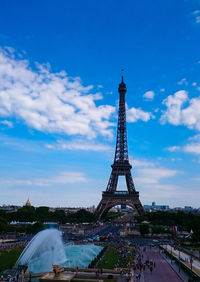 View of tower against cloudy sky