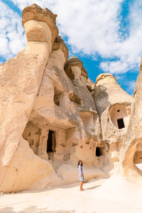 Low angle view of rock formations