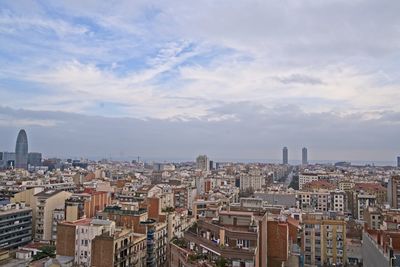 High angle view of townscape against sky