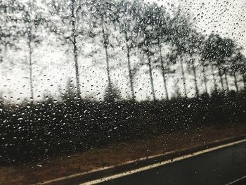 Full frame shot of wet window in rainy season