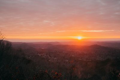 Scenic view of landscape against sky during sunset