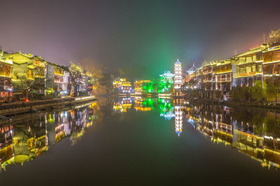 Illuminated city at night