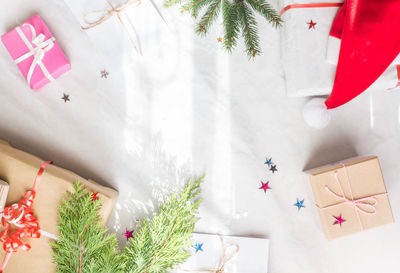 Close-up of christmas tree on table