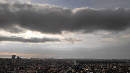 High angle view of city against sky