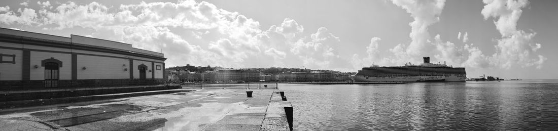 Panoramic view of buildings in city against sky