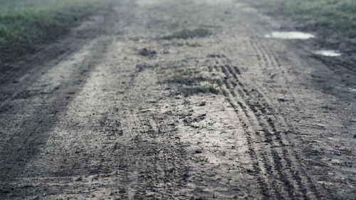 Road passing through field