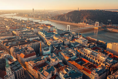 Budapest, view from above of houses of the old city