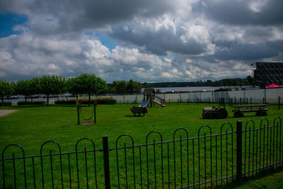 Scenic view of field against sky