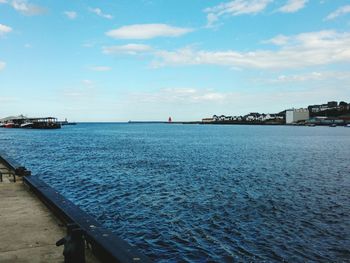 View of sea against blue sky