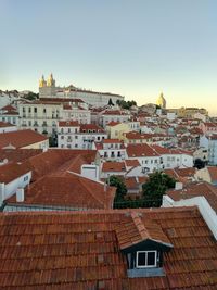 Cityscape against clear sky