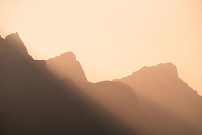 Scenic view of mountains against clear sky