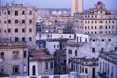 High angle view of buildings in city