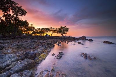 Scenic view of sea against sky during sunset