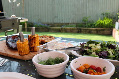Close-up of food on table