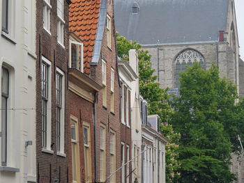 Low angle view of buildings in town