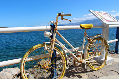 A yellow bicycle at crete, greece. 