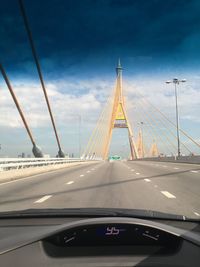 View of suspension bridge against sky