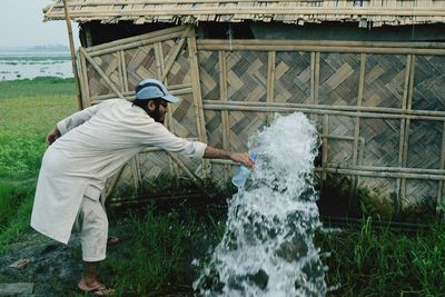 Man working in water