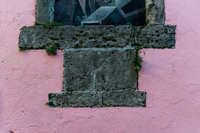 Close-up of old stone wall