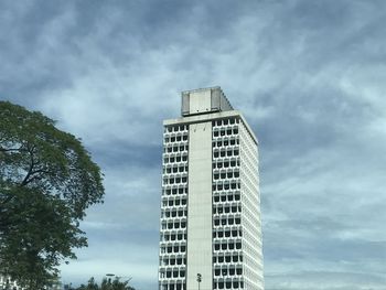 Low angle view of modern building against sky