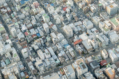 High angle view of buildings in city