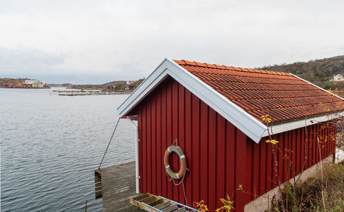 House by sea against sky