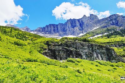 Panoramic view of landscape and mountains against sky