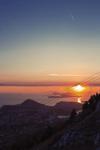 Beautiful sunset over dubrovnik city