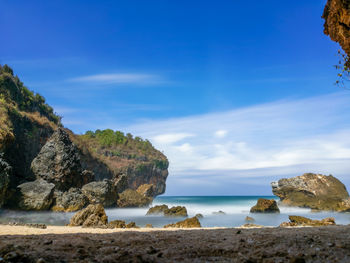 Scenic view of beach against sky