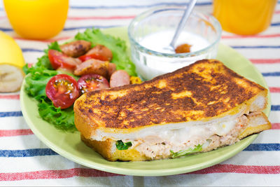 Close-up of food served in plate