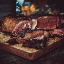 Close-up of food on cutting board