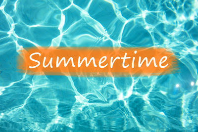 High angle view of text on swimming pool