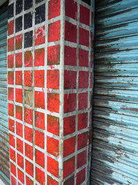 Close up of red brick wall